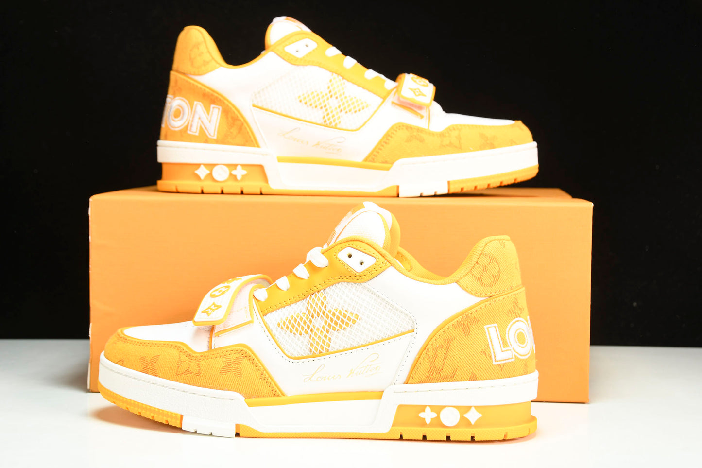 Louis Vuittоп Trainer Low Velcro Strap 'Monogram Denim Yellow'