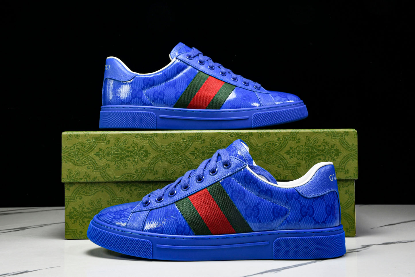 Guссi Ace Web 'Blue Monogram'