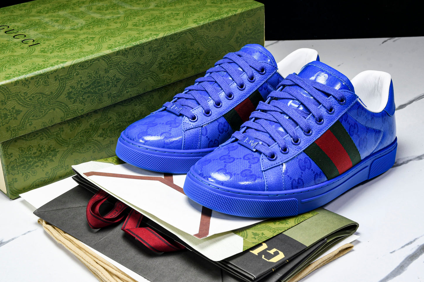 Guссi Ace Web 'Blue Monogram'