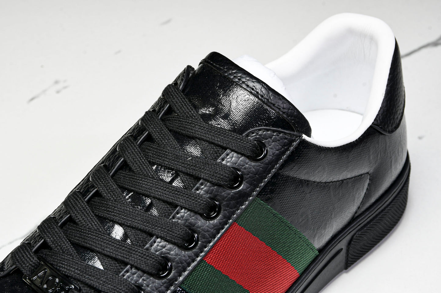 Guссi Ace Web 'Glossy Black Monogram'