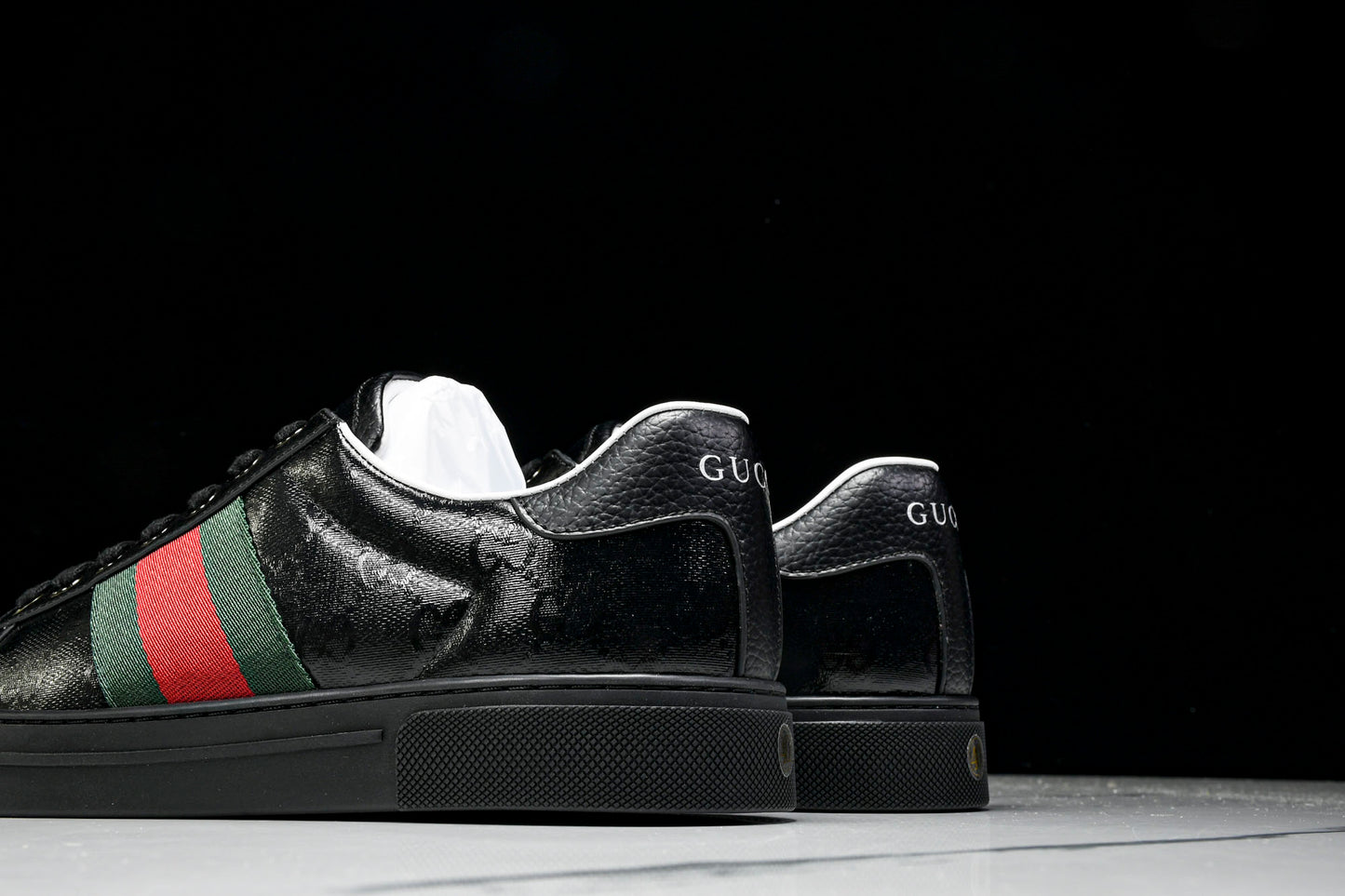 Guссi Ace Web 'Glossy Black Monogram'