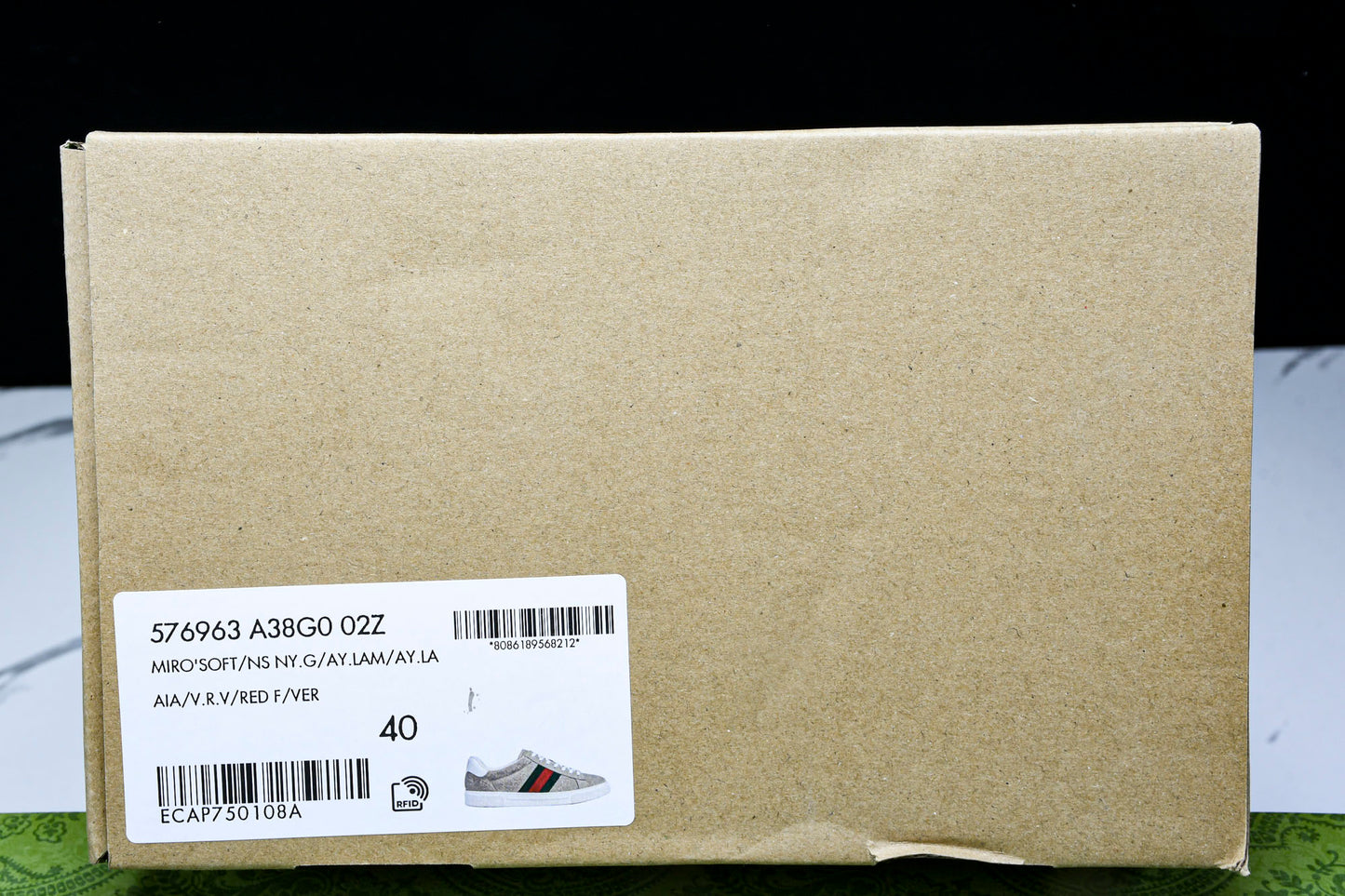 Guссi Ace Web 'Embossed Beige Monogram'