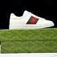 Guссi Ace Web 'Embossed White Monogram'