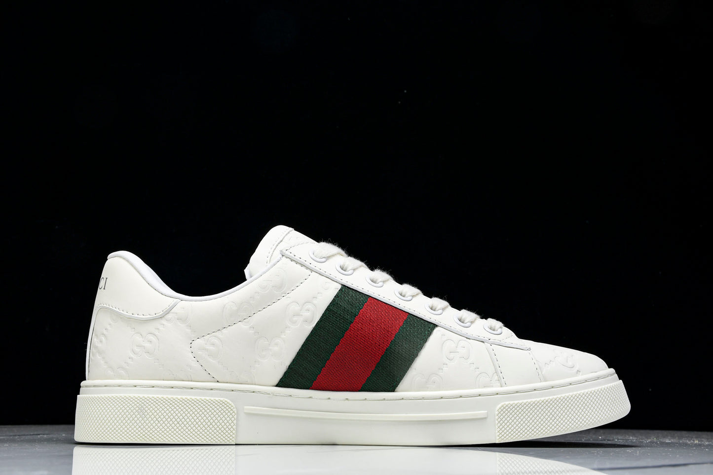 Guссi Ace Web 'Embossed White Monogram'