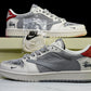 Travis Scott AJ1 Low x Stussy 'Grey White Red' (Custom)