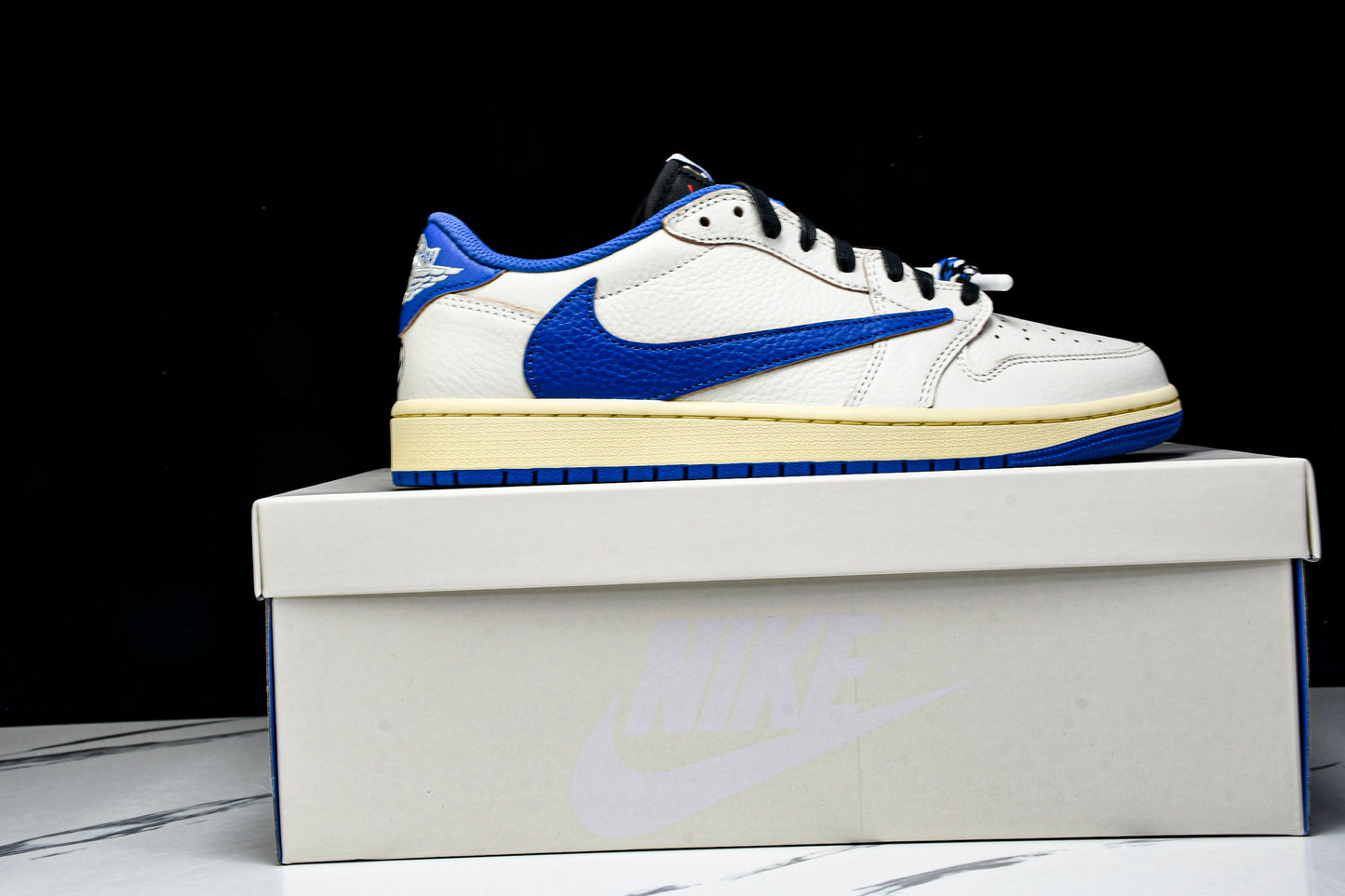 Travis Scott AJ1 Retro Low OG x Fragment ‘Sail Military Blue’