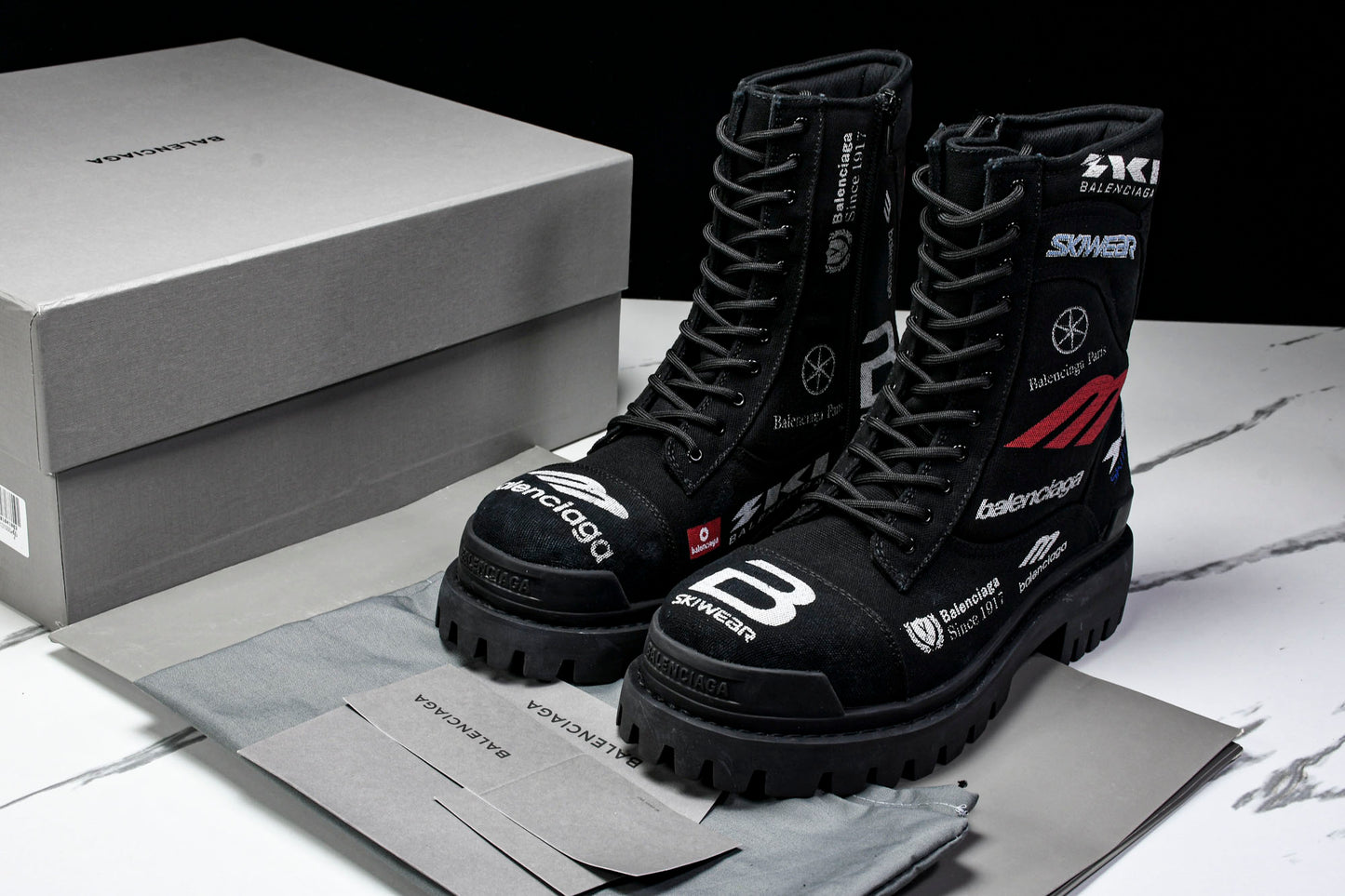 Вalenciaga Combat Strike Boot 'Black Logos'