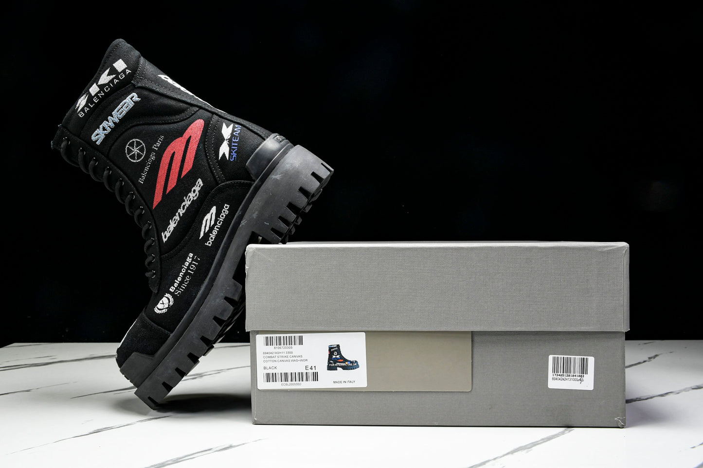 Вalenciaga Combat Strike Boot 'Black Logos'