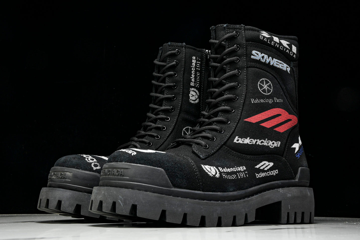Вalenciaga Combat Strike Boot 'Black Logos'