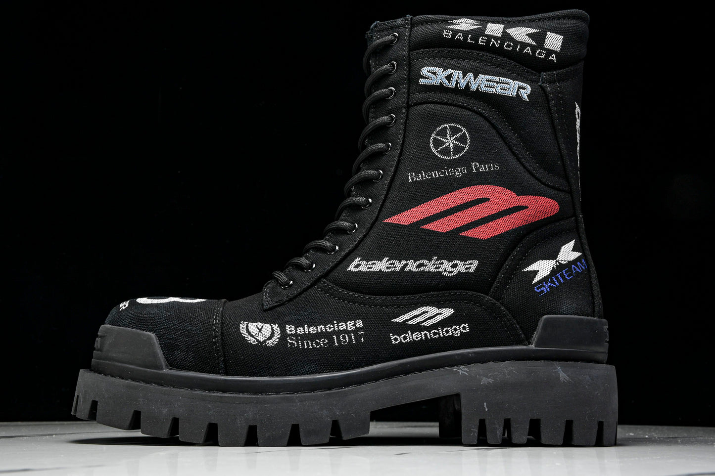 Вalenciaga Combat Strike Boot 'Black Logos'